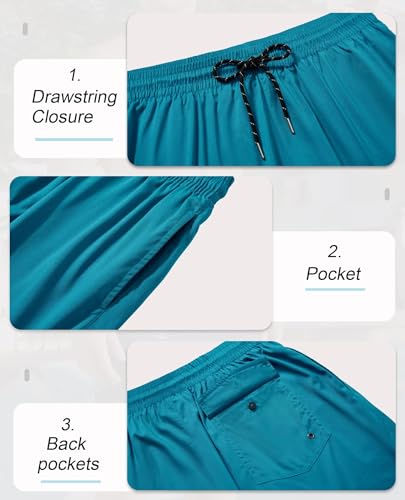Image of Gleeease 5inch Mens Swim Trunks: 2 in 1 with Compression Liner Lined Soft Stretch Quick Dry Solid Pockets Drawstring Beach