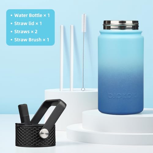 Image of BJPKPK Insulated Water Bottle, 15oz Stainless Steel with Straw Lid