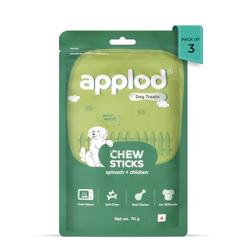 Image of Soft Spinach & Chicken Chew Sticks for Puppies, Adult & Senior Dogs | Healthy Easy-to-Digest Training Treats | Soft & Chewy Veggie Dog Snacks | Pack of 3 | 70g x 3