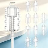 10-Piece Clear Cable Protector, Silicone Charger Saver and Wire Bumper, Flexible Cord Protector for USB-C and Phone Charging Cables, Transparent