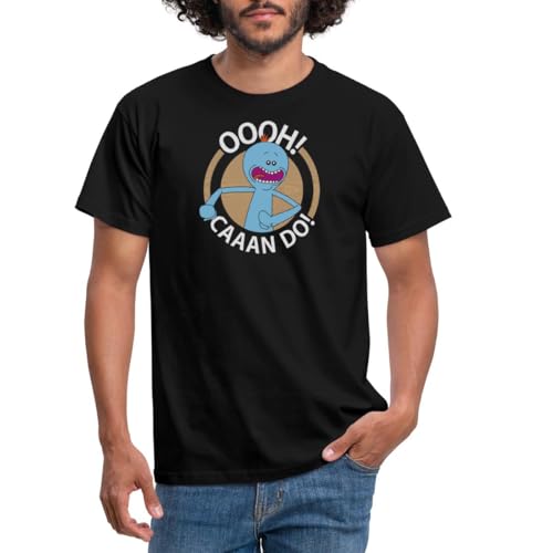 Spreadshirt Rick and Morty Mr Meeseeks Oooh Caaan Do Men's T-Shirt, L, Black
