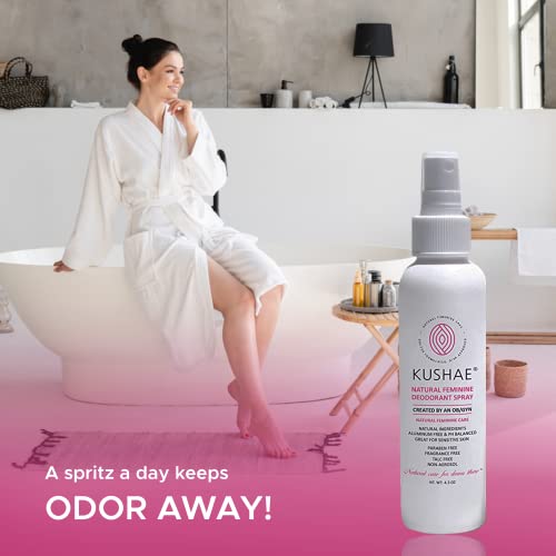 Kushae Feminine Deodorant Spray – Ob/Gyn Made, All Natural, Prevent Odors In Intimate Areas Due To Sweat From Workouts, Busy Days, Warm Climates, Hormonal Changes, Made In Usa #TOP4