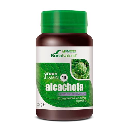 Soria Natural Green vit&min 10 Alcachofa – Digestivo y Depurativo - Propiedades que Ayudan a Depurar el Organismo y Facilitan el Metabolismo de las Grasas - Caja con 30 comprimidos de 900 mg