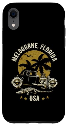 Carcasa para iPhone XR Melbourne Florida Sunset Hotrod Diseño envejecido