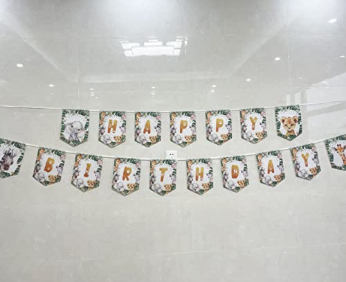 Jungle Theme Happy Birthday Banner For Baby Shower Safari Birthday Outdoor Party Yard Sign Safari Animal Banner Birthday Party Supplies And Decorations Jungle Boy Birthday Party Banner Background #TOP1
