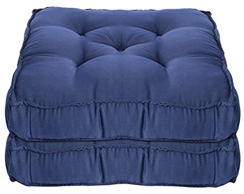 Kuber Industries Square Chair Pad/Cushion|Quilted Microfiber Fabric & Solid Color|Soft & Comfortable Sitting|Size 45 X 45 X 7 CM, Pack Of 2 (Navy Blue) For Rs. 289 @ 71 %