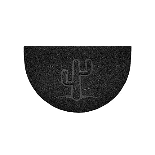 Nicoman Embossed Halfmoon Half Circle Door Mat Dirt-Trapper Jet-Washable Doormat 70x44cm (Black, CACTUS Shape) - Use Indoor or Sheltered Outdoor