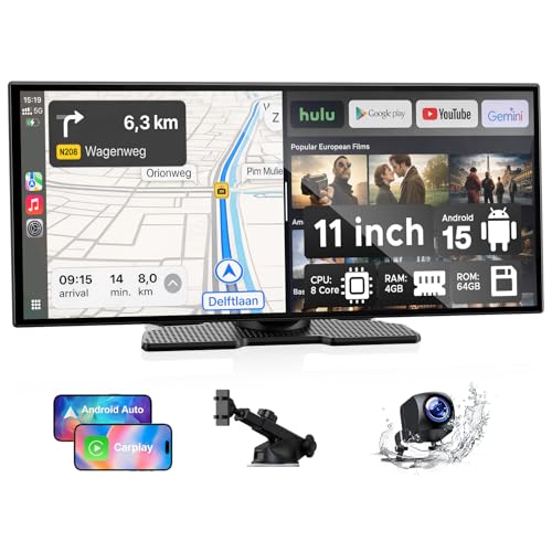 Image of LAMTTO 11'' AI CarPlay Screen with Google-Play Download APPs & Gemini