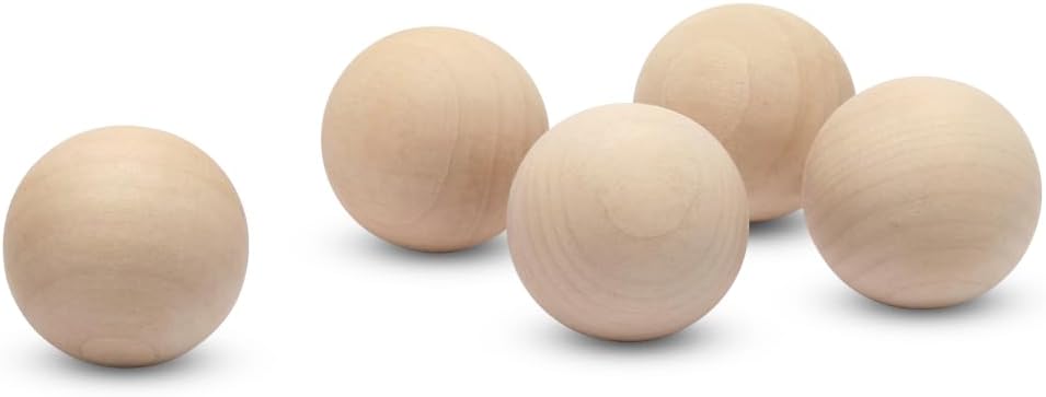 1-1/2 inch Wooden Round Balls, Bag of 5 Unfinished Wood Round Balls, Hardwood Birch Sphere Orbs for Crafts and DIY Projects, Woodworking (1-1/2 inch Diameter) by Woodpeckers