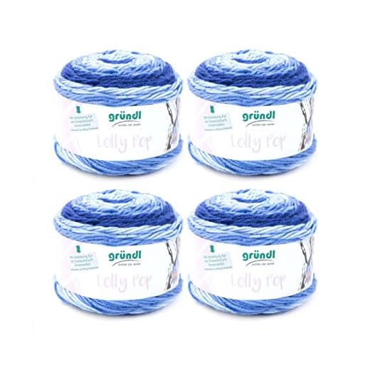 Gründl Lolly Pop, Hilo de Ganchillo y de Punto (Hilo Universal Similar a la Lana y Lavable 100% poliacrílico, 150 g / 240 m, tamaño de Aguja: 5-6, 4 x 150 g), Blueberry Swirl