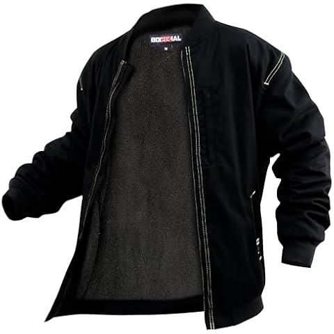 BOCOMAL FR Jackets 11oz Fleece Lined CAT3 Fire Resistant Winter Outwear FRC Coat Light Water Repellent and Oil Resistant Cover