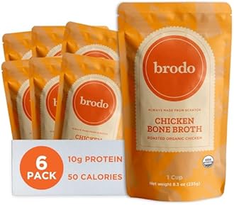 Brodo Organic Chicken Broth | Nutrient Dense, Chef Crafted Bone Broth in Single Serving Pouches | Not Made From Concentrate, No Preservatives (6x 8.3 oz Pouches)
