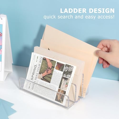 DesignSter Organizer aus Acryl für den Schreibtisch, 3-teiliger Briefsortierer-Organizerhalter, Schreibtisch-Organizer aus Acryl für Dokumente, Briefe, Notizbücher