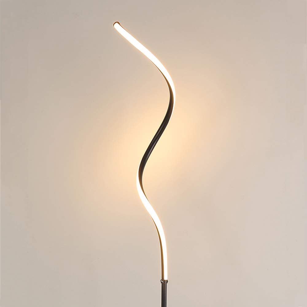 Lampada da Terra a LED, Lampada da Terra Nera con Ripiani in Legno, Interruttore a Pedale, Base in Ferro, 23 W, Lampada da Terra Decorativa in Metallo