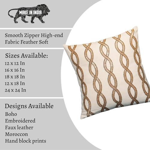 Image of Hand Beaded Sequins Patchwork Embroider Cushion Covers | Decorative Sofa Cushion Cover | 18X18 Inches Cotton Cushion Covers for Bedroom and Living Room (Set of 1, 18 * 18)