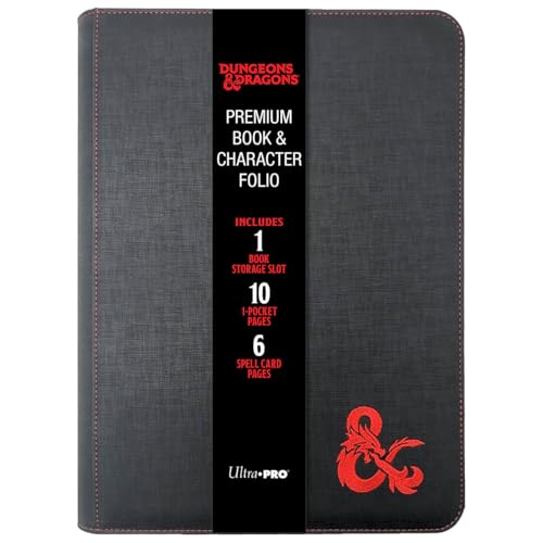 Dungeons & Dragons E-18585 Premium Zippered Book & Character Folio Portfolio, Black/Grey ys/m