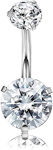 Finrezio 925 Piercing Ombligo de Plata Esterlina Barras Vientre para Mujeres Barras Ombligo 14G Cristales Austria Piercing Ombligo Cuerpo Piercing Ombligo Joyas Hipoalergénicas