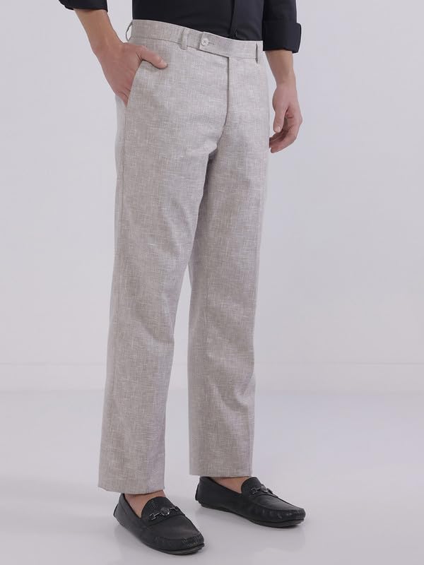 Image of TAHVO Men's Slim Fit Linen Tailored Trousers