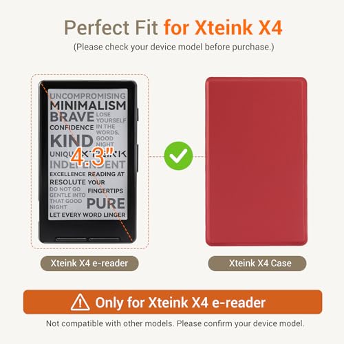 Image of CoBak Magnetic Case for XTEINK X4, Ultra-Lightweight Protective Cover for Xteink X4 E-Reader, Secure Magnetic Attachment(Red)