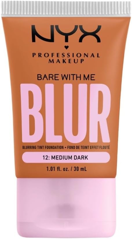 NYX Professional Makeup Blurring Tint Foundation, Medium Coverage, Matte Finish, With Niacinamide, Matcha and Glycerin, 12 Hours Hydrating, Bare With Me Blur, 30 ml, Shade Medium Dark