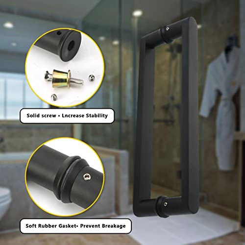 Poignée de porte en verre noir mat en acier inoxydable dos à dos pour douche