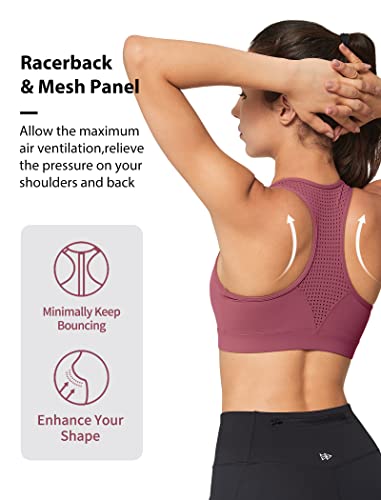 Yvette High Impact Sports Bra For Women Zip Front Closure Mesh Racerback Breathable For Running Fitness Gym,Rose Red,S #TOP1