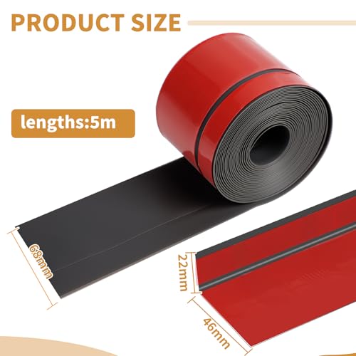 Miniatura 2 de Dbreaks Perfil Angular Suelo, 5m Pvc Rodapié De Acabado, 50x20mm Rodapiés Flexible Autoadhesivo, Rodapie Pvc Adhesivo, Rodapie De Acabado Rodapiés Flexible Cinta Autoadhesiva Negro