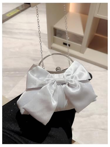 Image of Verdusa Women's Bowknot Evening Bag Ruched Clutch Purse Party Handbag with Chain Strap