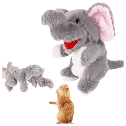 Lyreh Jouet de Lutte pour Chat, Doux et Interactif Marionnettes Amusantes Animaux de Compagnie pour Un Jeu Interactif et Sécurisé avec Un Chaton (Style Éléphant)