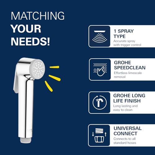 Image of Grohe Tempesta-F Trigger Spray | Health Faucet | Jet Spray For Toilet With Powerful Cleaning | Starlight Chrome Finish | 27512001