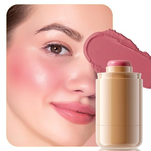 Stick de blush de poche, crème mate, avec couleur intense, crème légère et respirante, pour joues, yeux et lèvres, longue durée et imperméable, pour femmes et filles, texture lisse