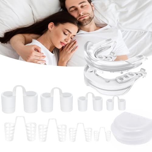 Scettar 8 pcs Anti Ronflement Pince Nez,4 Tailles Dilatateur Nasal Anti Ronflement,Orthese Anti Ronflement Pour résoudre apnée du sommeil orthèse anti-ronflement