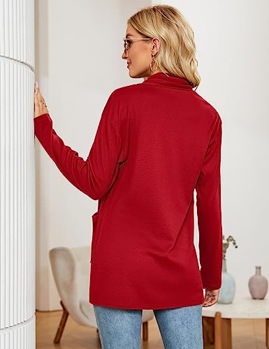 Image of Micoson Women's Long Sleeve Open Front Cardigan Casual Loose Lightweight Cardigans with Pockets