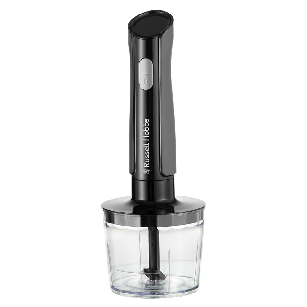 Russell Hobbs Batidora de inmersión [batidora de mano 3 en 1] Picadora eléctrica (procesador de alimentos con 3 accesorios para alimentos para bebés, batidos, sopa, 2 velocidades + pulso, acero