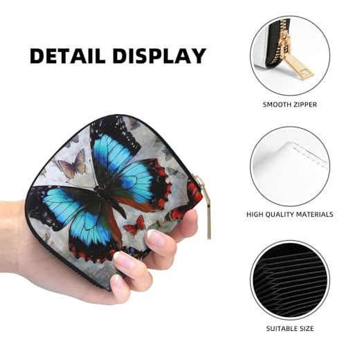 Butterfly Credit Card Holder Wallet, Leather Zipper Card Wallet For Women Ladies Rfid Blocking Card Case Small Coin Purse Accordion Wallet Gift4