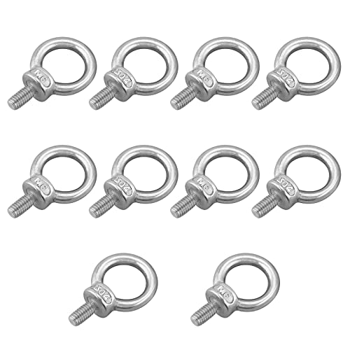 Kamtop 10 tornillos de anillo de acero inoxidable 304 M6, tornillo de anillo, tuerca de anillo, tornillos de elevación, para grúa, columpio, saco de boxeo, perfil de aluminio