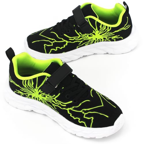 AMZHRLY Baskets Fille Léger Respirant Sneakers Sport Antidérapant Chaussures de Course pour Extérieur et Intérieur Vert 30EU