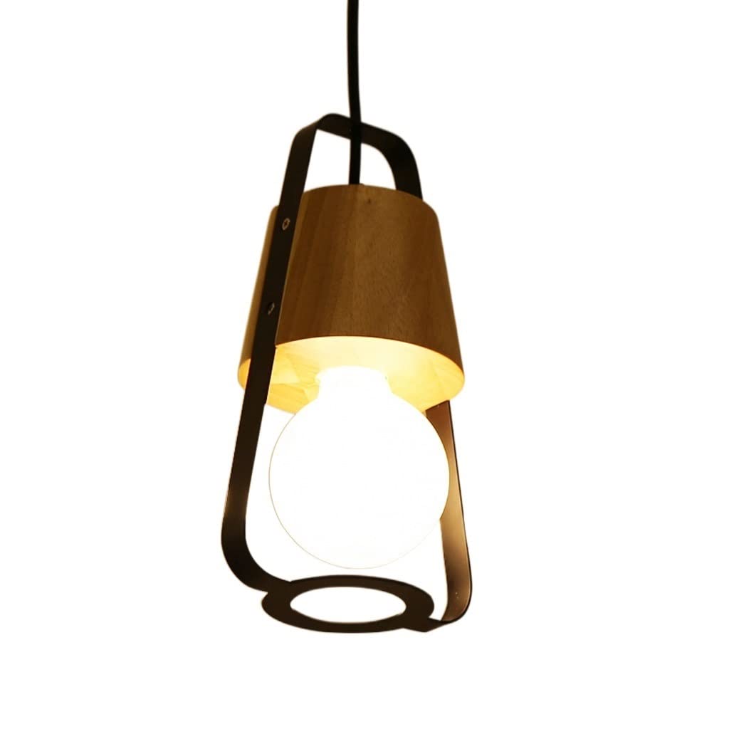 Lámpara de sala de estar redonda con base de madera y luz led de bajo consumo para mesa