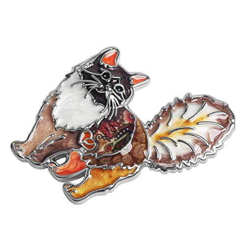 DOWAY Cute Emaille Katze Brosche Pins Floral Katzen Geschenke für Damen Frauen Mädchen Mode Katzen Schmuck Charms (Erdnuss)