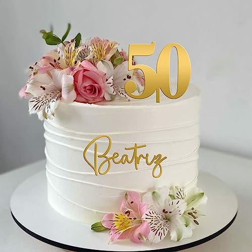 ADOREI - Adorno de Tarta personalizado Edad + Nombre + Acrílico Espelhado Laser Cut