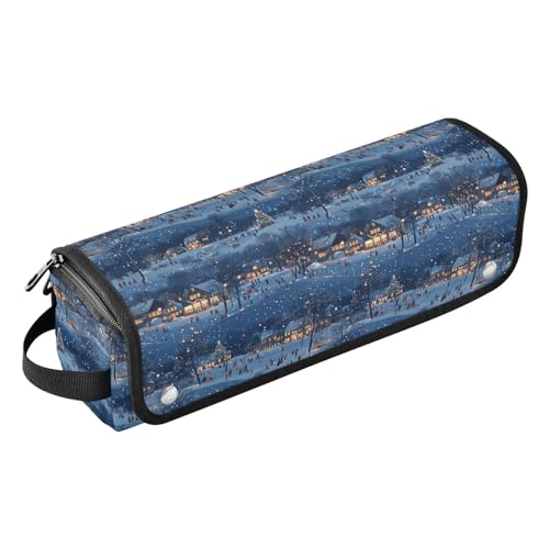 Bolsa de viaje resistente al calor para herramientas de cabello Christmas Village Marble, con tapete protector para planchas, rizadores y accesorios de cuidado capilar, organizador portátil miniatura 1