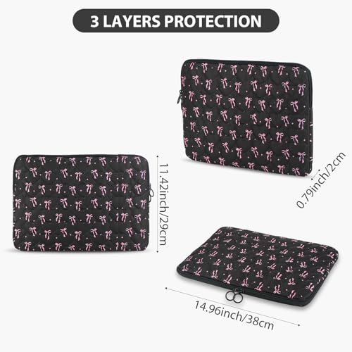Funda acolchada para laptop 13-15 pulgadas con diseño de moño miniatura 6