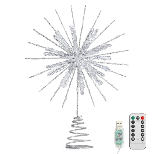 Lewondr『クリスマスツリートップスター雪の華オーナメント』