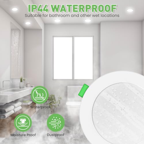 ALUSSO Einbaustrahler LED Spots 230V Dimmbar 10W 1050LM Deckenspots Flach 3CCT 3000K Warmweiß 4000K Neutralweiß 6500K Kaltweiß IP44 Einbauleuchten für Badezimmer Küche Wohnzimmer, 6er Set