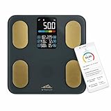ETA Vital Gym Smart Personenwaage I Diagnostische Körperanalyse Waage bis 200 kg I Körperfett I Muskelmasse, Knochenmasse & Wasseranalyse I Bluetooth App I 10 Benutzer I Digitale Anzeige I Grau
