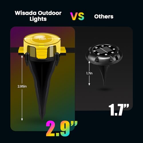 Image of Led Outdoor Ground Lights, Permanent Outdoor Lights for House with RGB Color Changing, Bluetooth Music Sync, IP67 Waterproof, Timer for Eaves Swimming Pool, Beach, Grassland (200 FT)