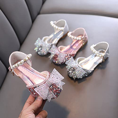 Girls Glitter Sequins Bowknot Mary Jane Platform Sandals Princess Flower Girls Wedding Part𝘆 Formal Dress Shoes3