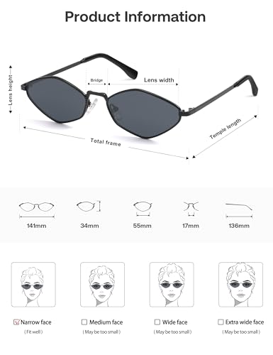 Image of SOJOS Retro Polarized Sunglasses Womens Mens Vintage Narrow Irregular Shades UV400 SJ1233