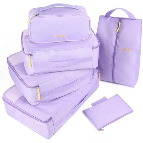 COVAX Packing Cubes for Suitcases, 5 Set Travel Luggage Organizer Bags and Storage Packing Cubes for Women Men, Purple Cover