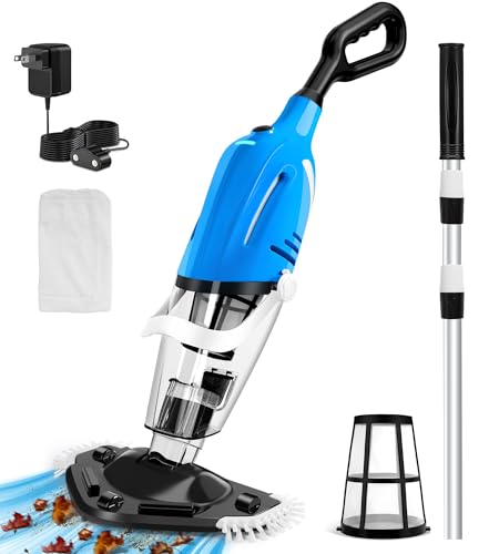 KlrSwp Cordless Pool Vacuum for Above Ground Pool, Magnetic Charging Handheld Pool Vacuum Cleaner, Anti-backflow Design Spa Vacuum for Hot Tub with Telescopic Pole | 18.5GPM Suction, 80-Min Runtime